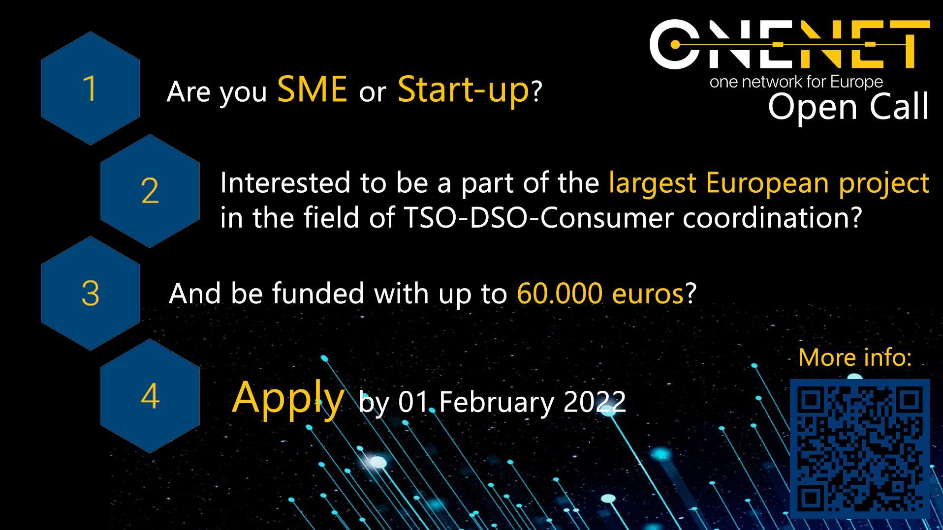 SMEs and Start-ups: 60.000 EUR for new services for network operators and household consumers 